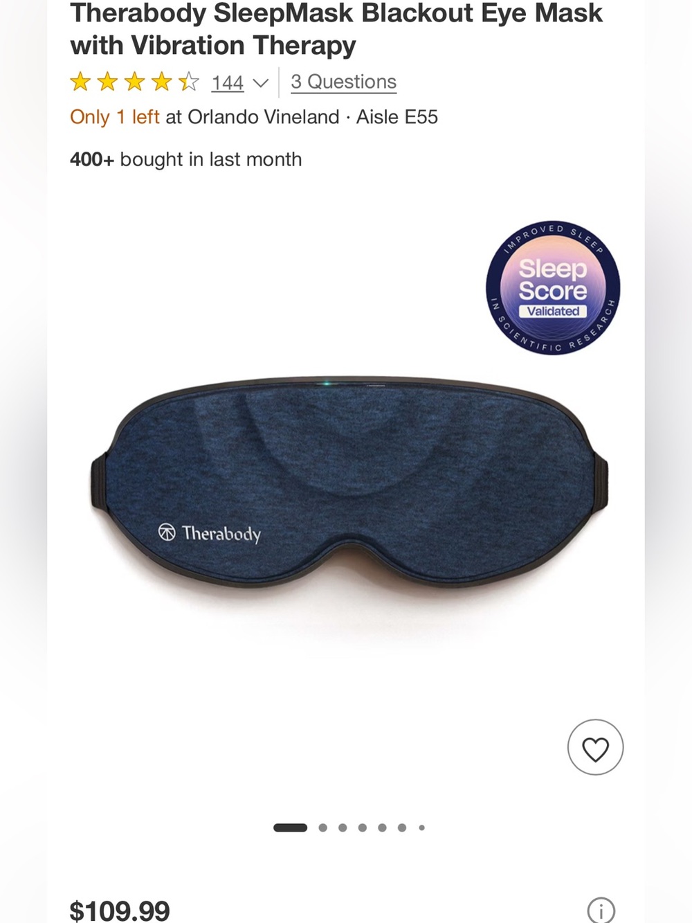 Therabody wellness sleep mask black out